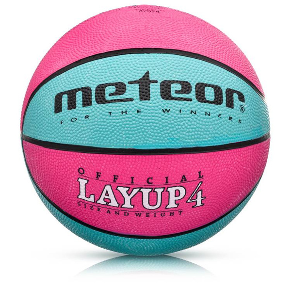  Piłka koszykowa Meteor LayUp 4 różowo-niebieska 07078