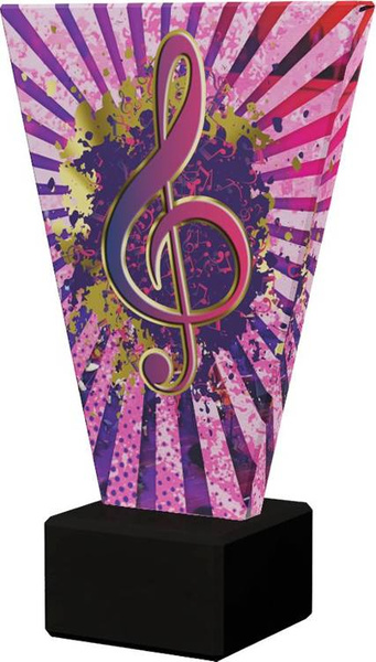 Kolorowe trofeum szklane na podstawie marmurowej - MUZYKA