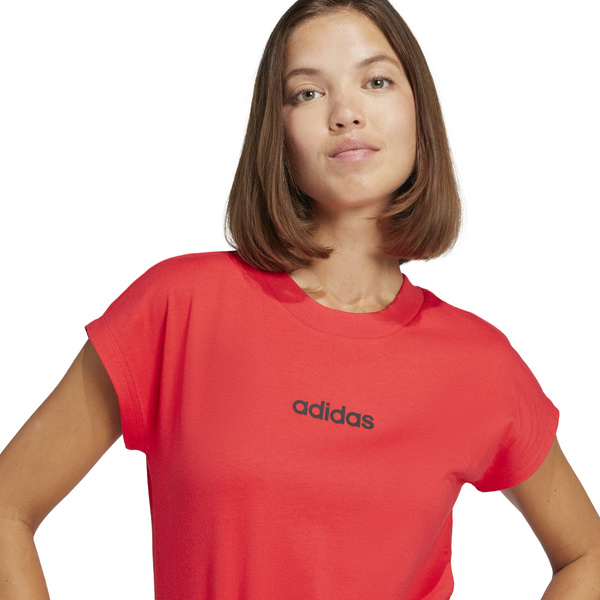 Koszulka damska adidas Essentials Linear Cotton czerwona JG8661