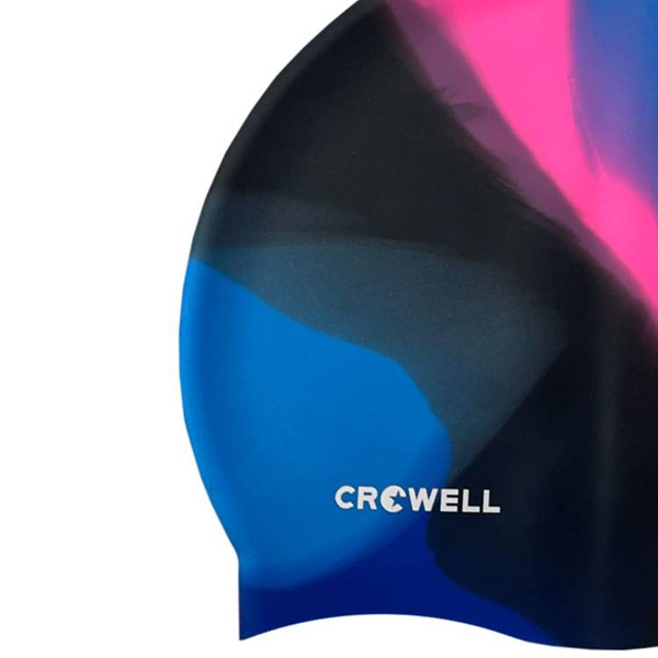 Czepek pływacki silikonowy Crowell Multi Flame niebiesko-różowo-czarny C4066