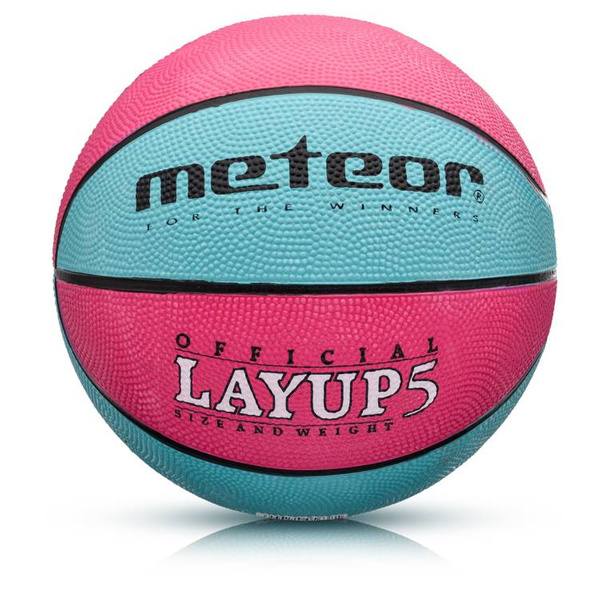 Piłka koszykowa Meteor LayUp 5 różówo-niebieska 07085
