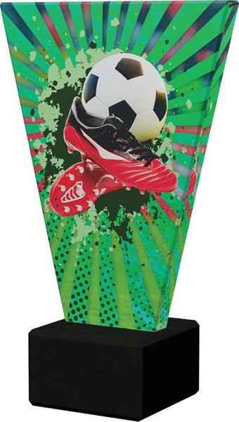 Kolorowe trofeum szklane na podstawie marmurowej - PIŁKA NOŻNA PIŁKA BUT
