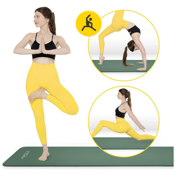 Mata fitness, do ćwiczeń, jogi NBR 1,5cm zielona