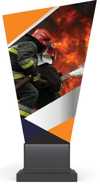 Trofeum szklane na podwyższeniu - STRAŻ POŻARNA