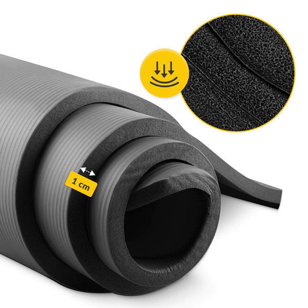 Mata fitness, do ćwiczeń, jogi NBR 1cm czarna