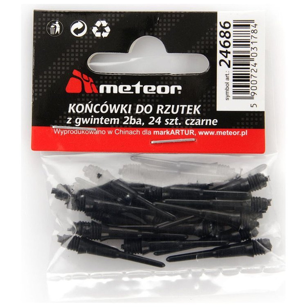 Groty końcowki do darta Meteor czarne 24 szt.
