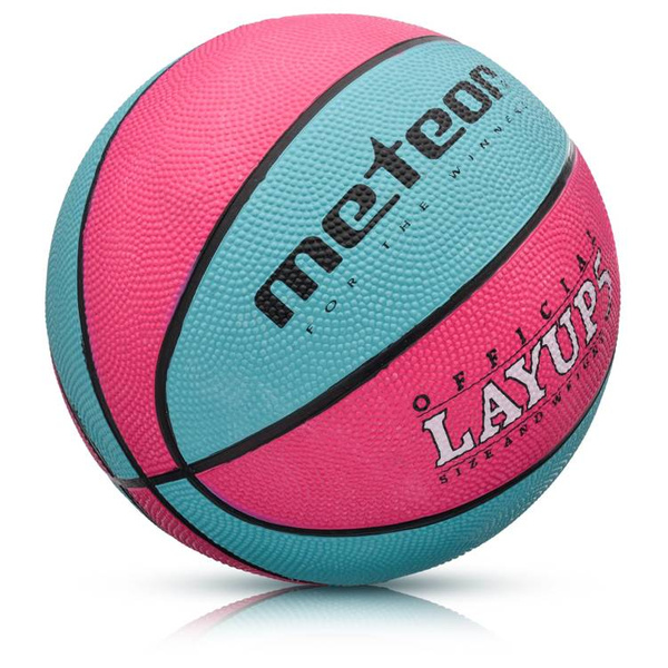 Piłka koszykowa Meteor LayUp 5 różówo-niebieska 07085