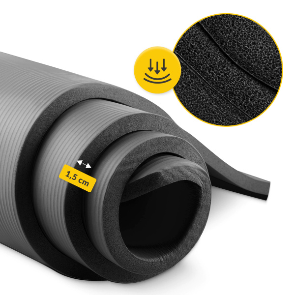 Mata fitness, do ćwiczeń, jogi NBR 1,5cm czarna