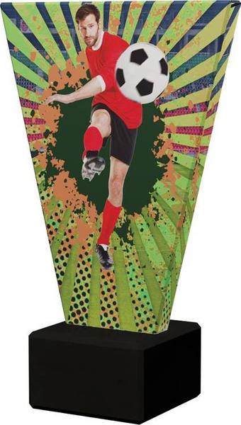 Kolorowe trofeum szklane na podstawie marmurowej - PIŁKA NOŻNA PIŁKARZ