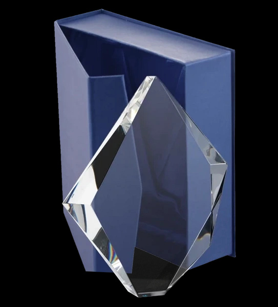 Trofeum szklane 19,5cm grawerowane z etui C036