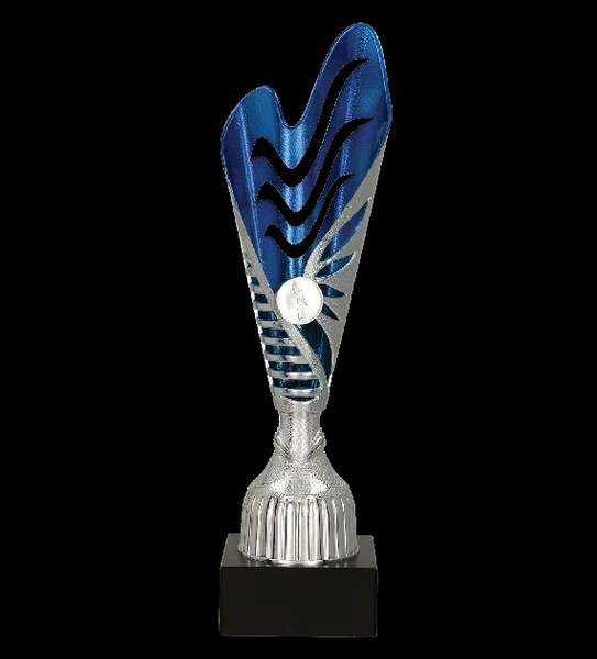 Puchar plastikowy srebrno niebieski H-35cm 9261A