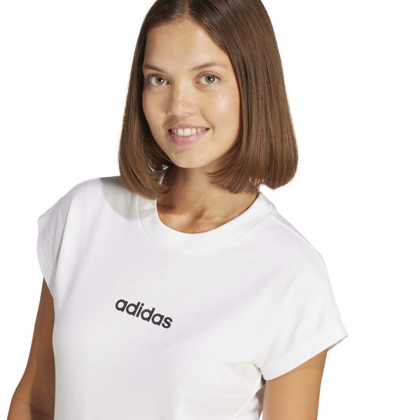 Koszulka damska adidas Essentials Linear Cotton biała JC8239 