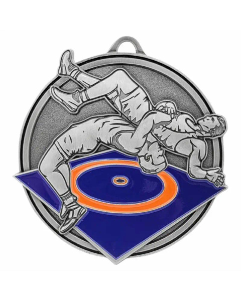 Medal metalowy srebrny ZAPASY M107/S
