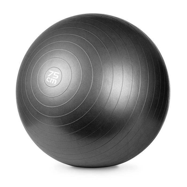 Piłka gimnastyczna fitness METEOR z pompką czarna 75 cm