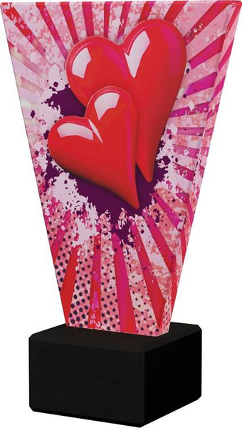 Kolorowe trofeum szklane na podstawie marmurowej - OGÓLNE SERCE