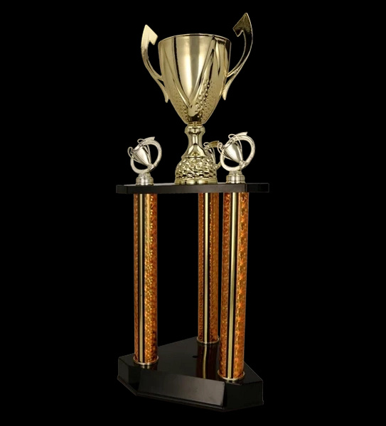 Puchar metalowy piętrowy złoty - DAMARI H-70cm, R-140mm 3131