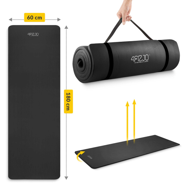 Mata fitness, do ćwiczeń, jogi NBR 1cm czarna