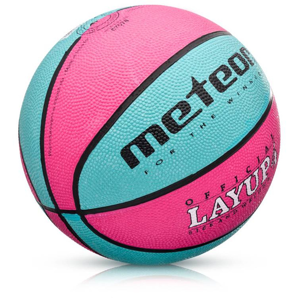  Piłka koszykowa Meteor LayUp 4 różowo-niebieska 07078