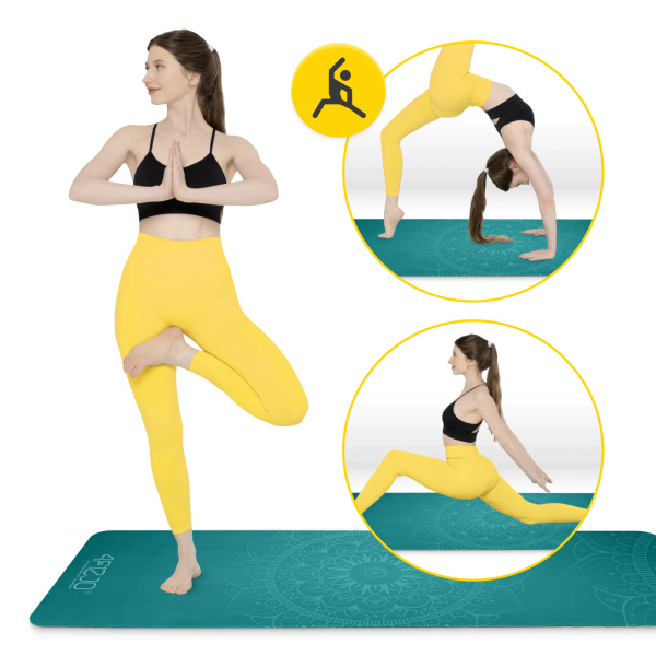 Mata do ćwiczeń fitness, jogi 183x61cm1,5mm zielona
