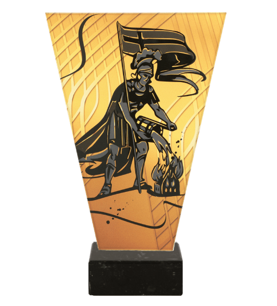 Trofeum szklane 15 cm - VL1-D/FIR/BK , STRAŻ POŻARNA