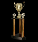 Puchar metalowy piętrowy złoty - DAMARI H-78cm, R-160mm 3131