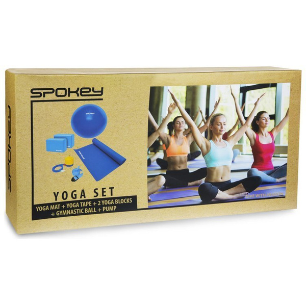 Zestaw do jogi, yogi, fitnessu Asteya - mata, kostki, pasek, piłka gimnastyczna z pompką